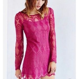 Urban Outfitters Ecote Pink Lace Overlay Dress